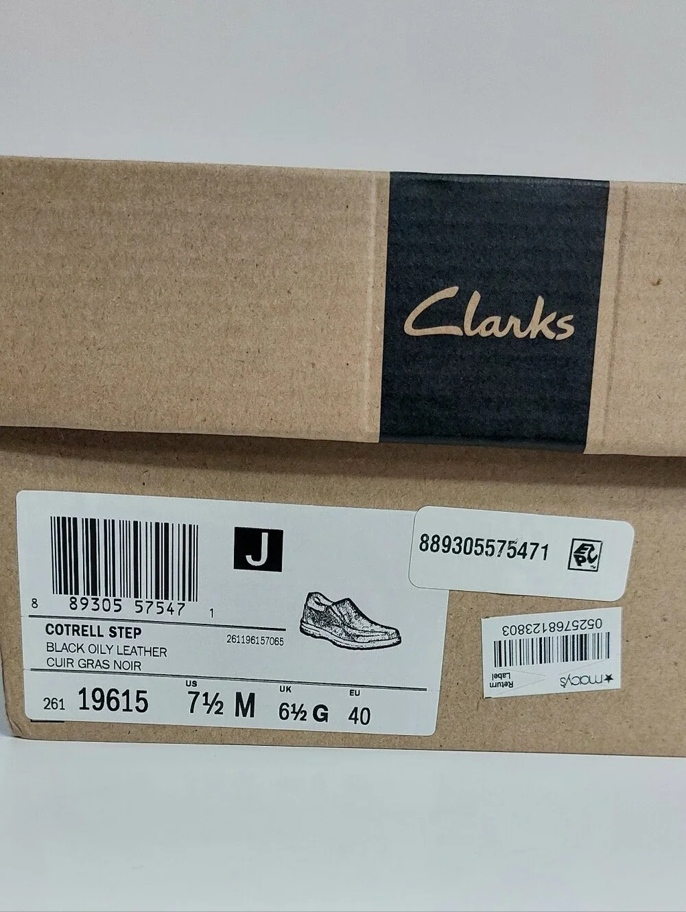 Clarks Men's Black Leather Slip-On Loafers 7.5M Cotrell Step